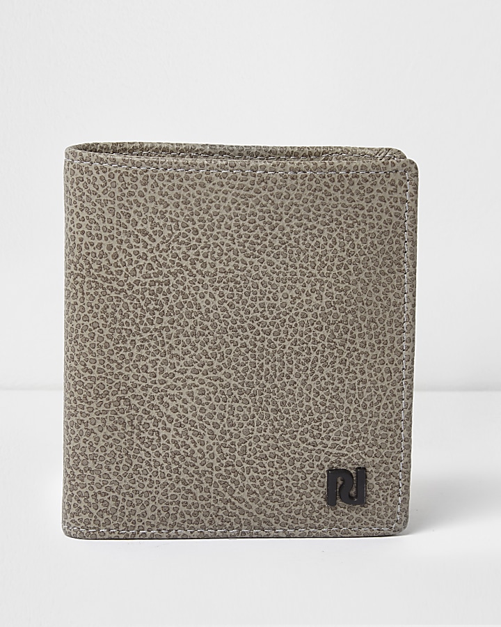 Grey textured leather wallet
