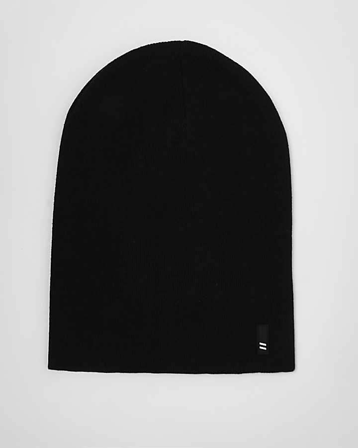 Black slouchy beanie hat
