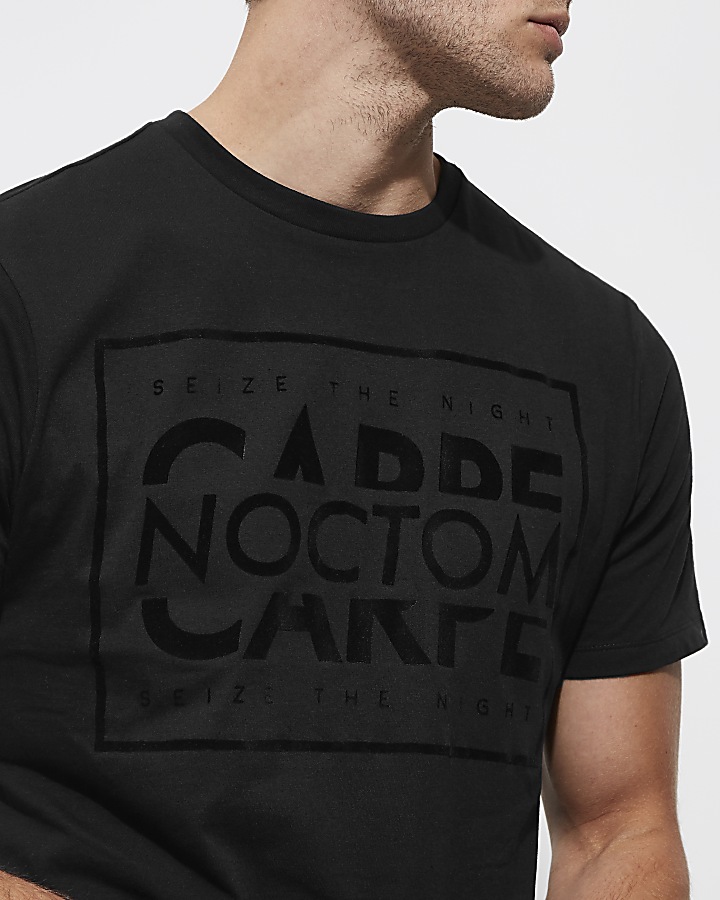 Black 'carpe noctom' slim fit T-shirt