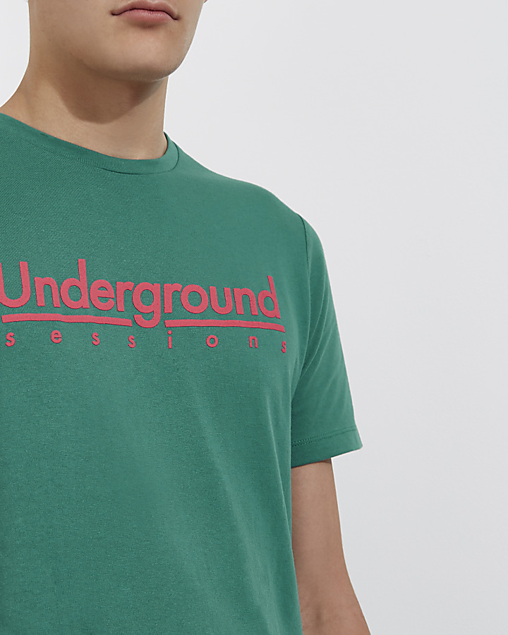 Green 'underground sessions' slim fit T-shirt