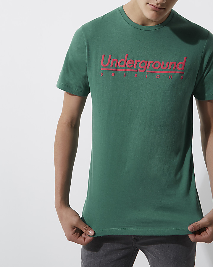 Green 'underground sessions' slim fit T-shirt