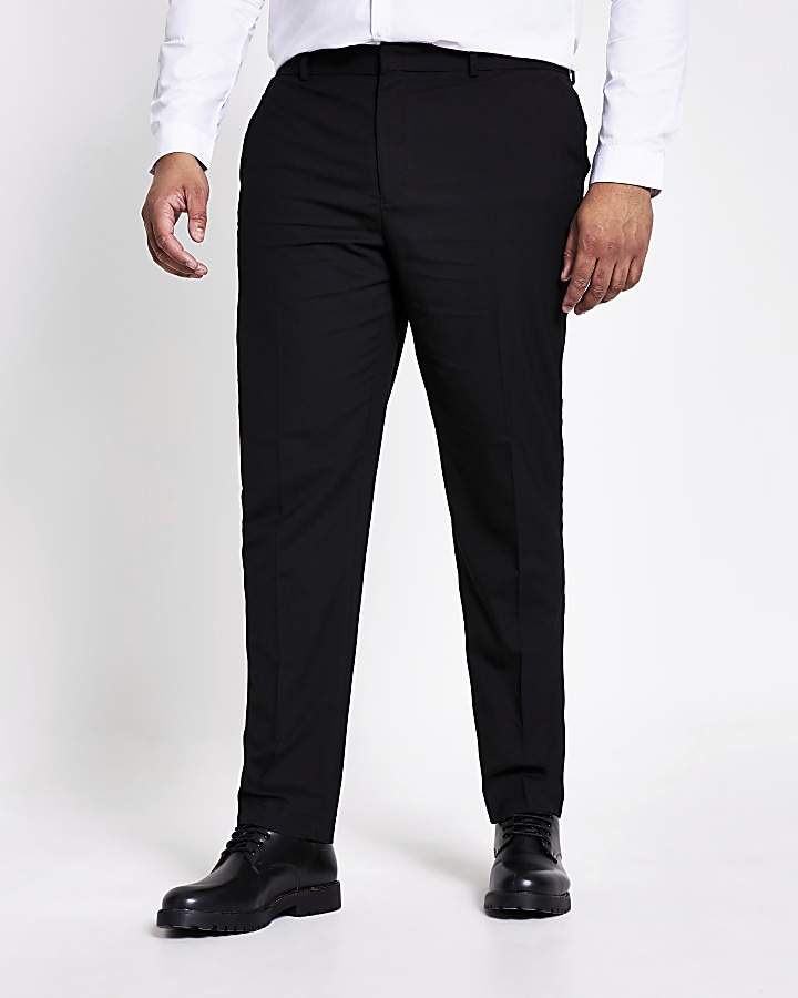 Big & Tall black slim fit smart trousers