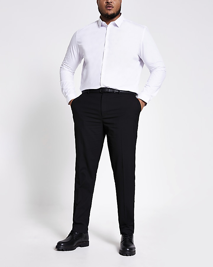 Big & Tall black slim fit smart trousers | River Island