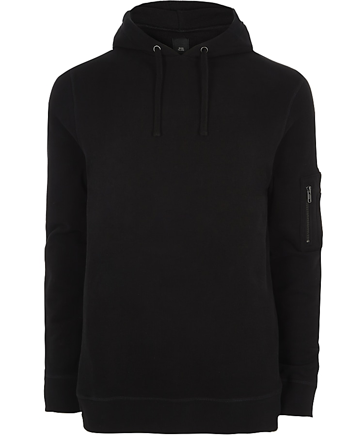 Black zip sleeve hoodie