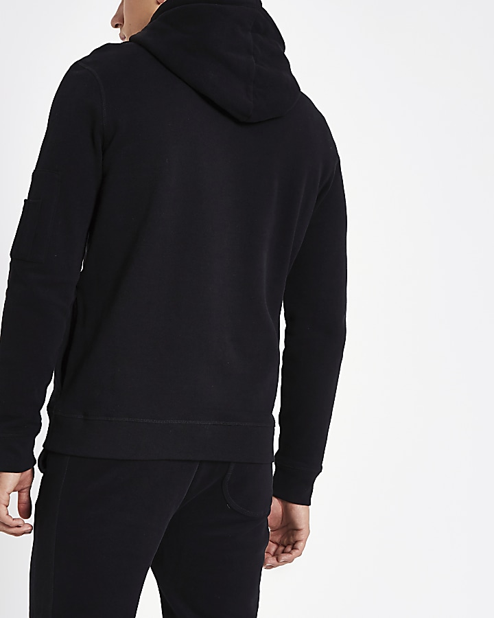Black zip sleeve hoodie