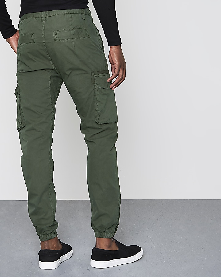Khaki green cargo jogger trousers