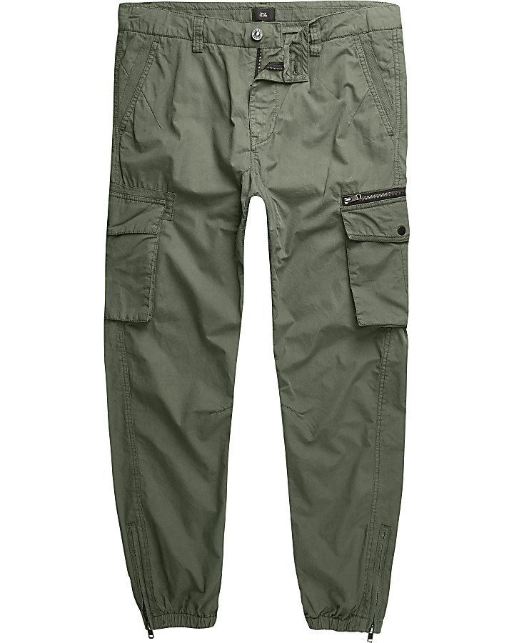 Khaki green cargo jogger trousers
