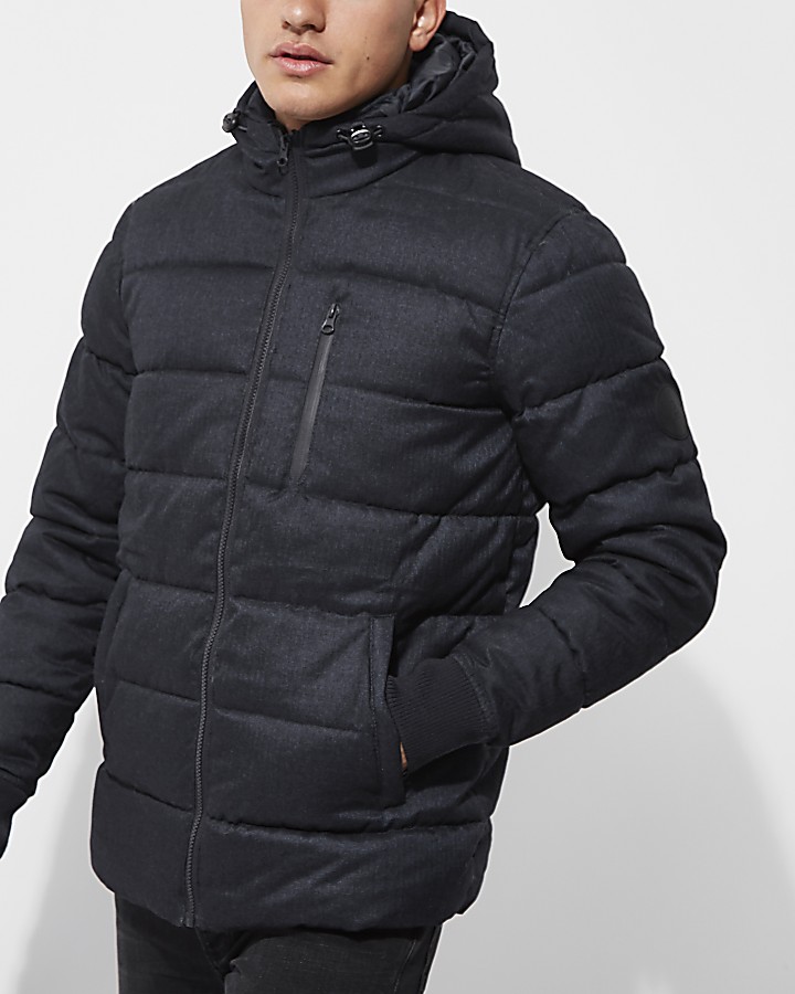 Navy hooded puffer jacket
