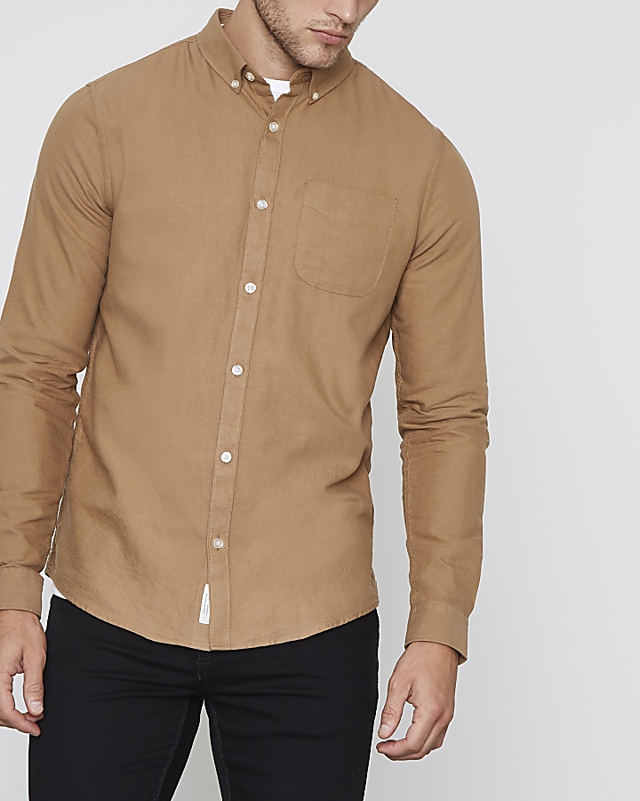 Brown long sleeve Oxford shirt