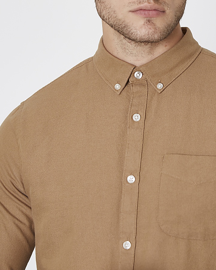 Brown long sleeve Oxford shirt