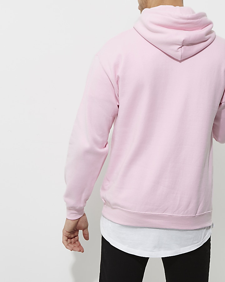 Pink 'nineteen ninety' print hoodie