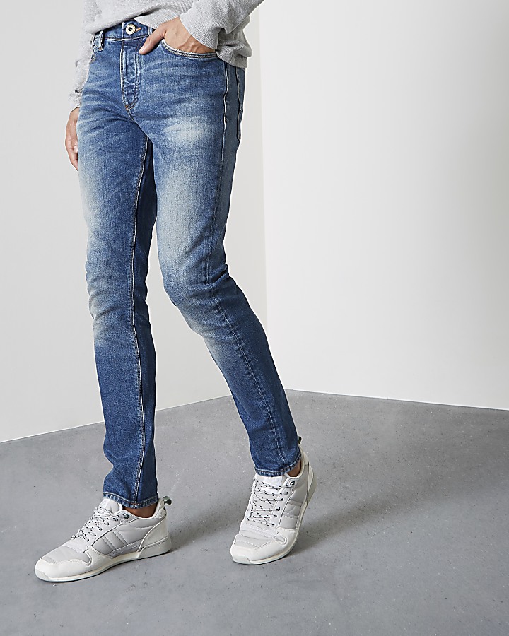 Mid blue Sid faded skinny jeans