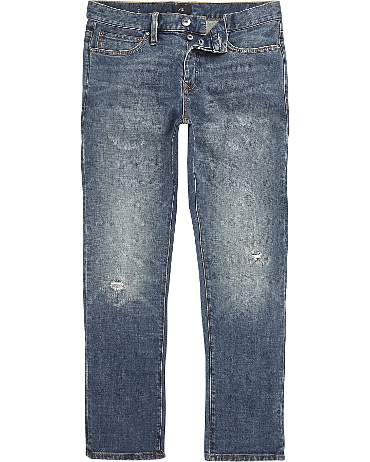 Dark blue ripped Dylan slim fit jeans