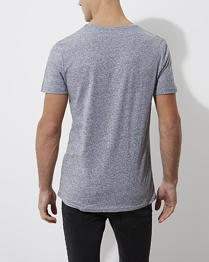 Grey marl 'New York' box print T-shirt