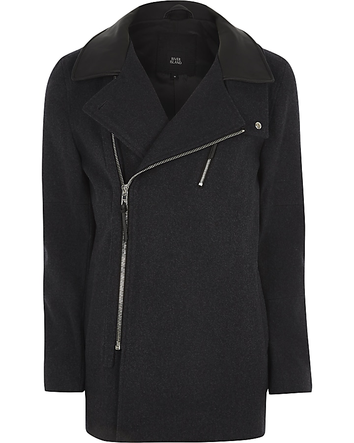 Dark grey wool blend coat