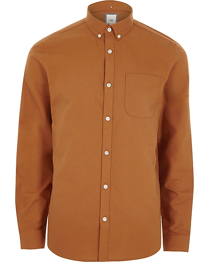 Rust orange long sleeve Oxford shirt