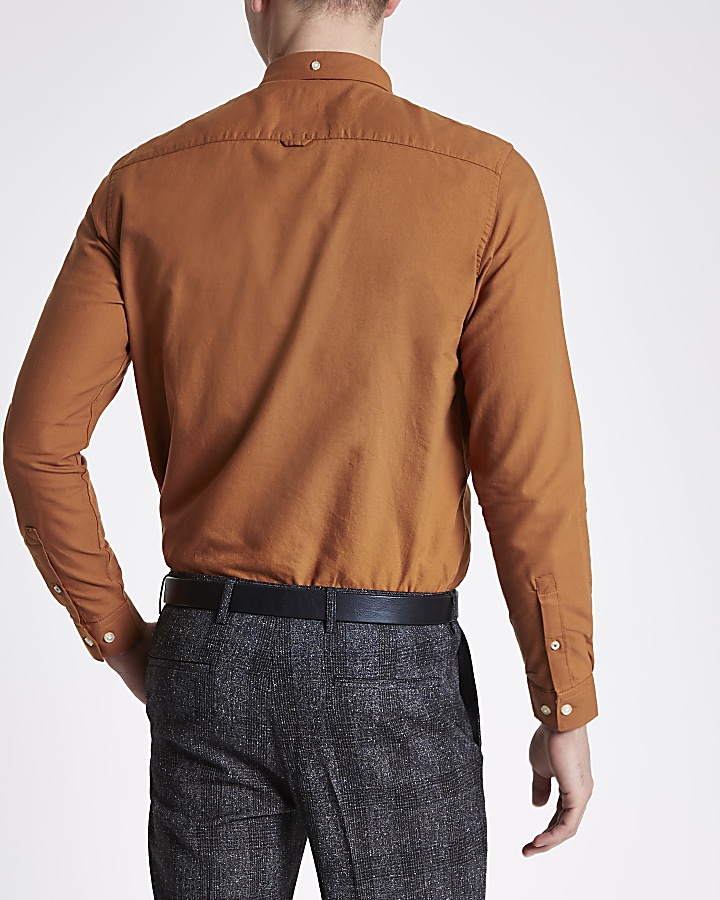 Rust orange long sleeve Oxford shirt