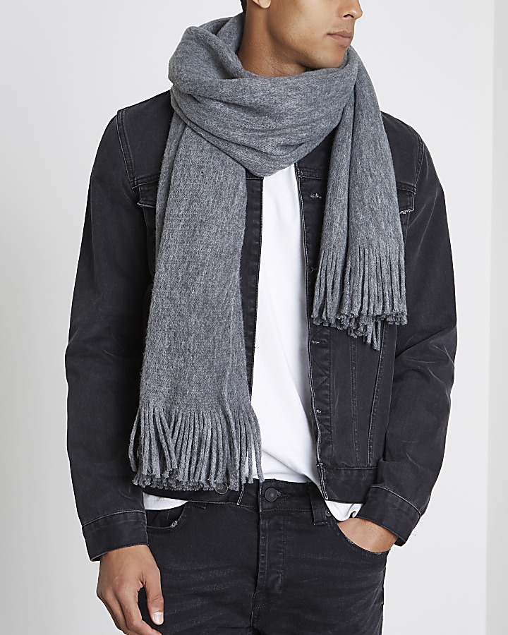 Grey blanket scarf