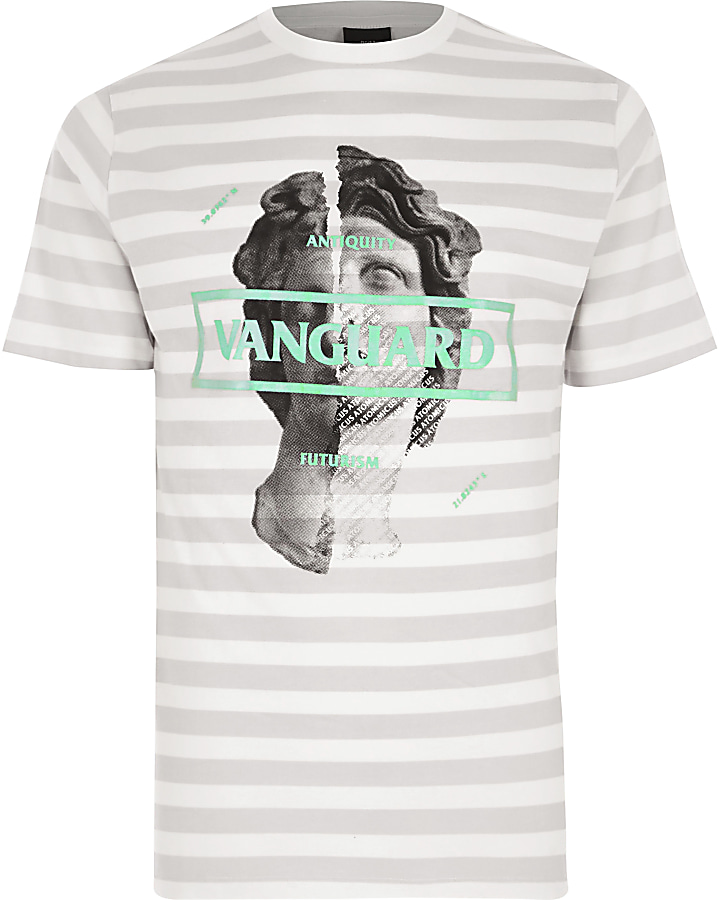 White stripe 'vanguard' slim fit T-shirt