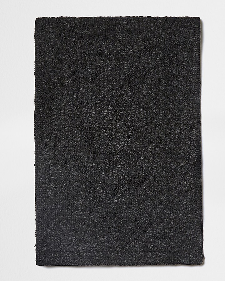 Dark grey textured knit scarf