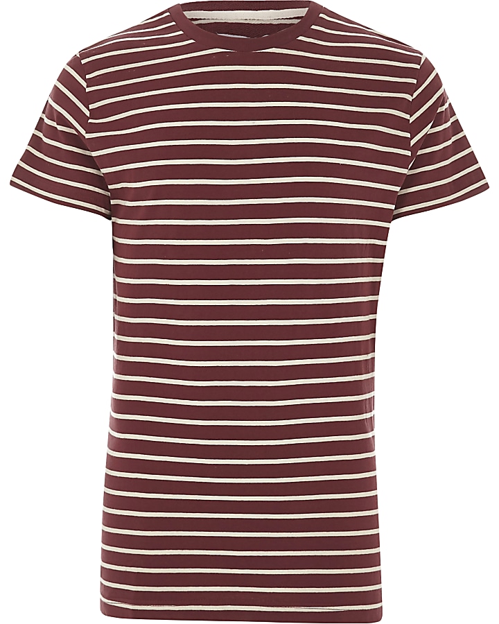 Burgundy Bellfield stripe crew neck T-shirt