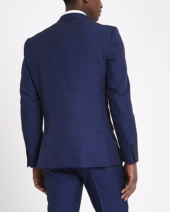 Bright blue slim fit suit jacket