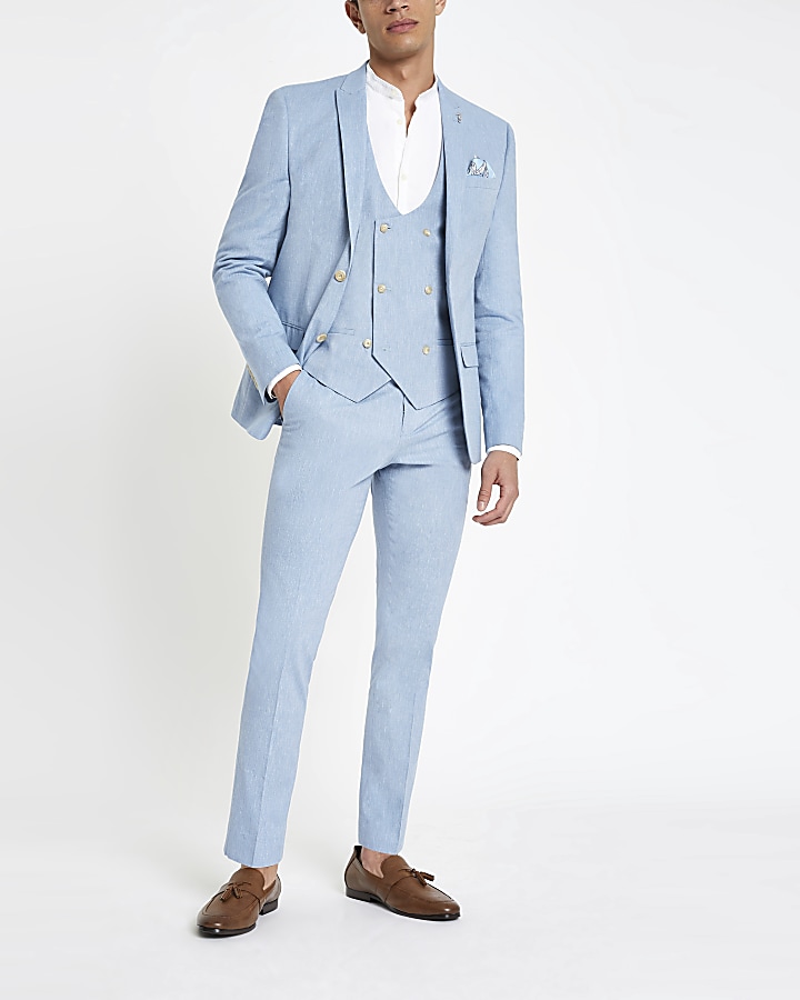 Light blue linen waistcoat