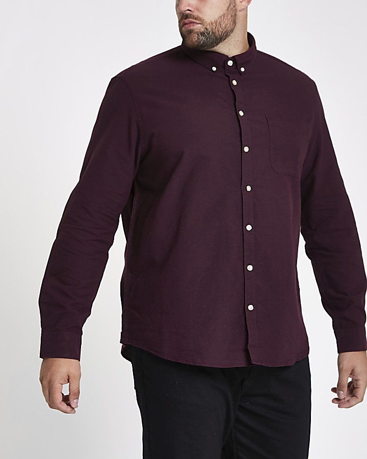 Big and Tall burgundy long sleeve shirt