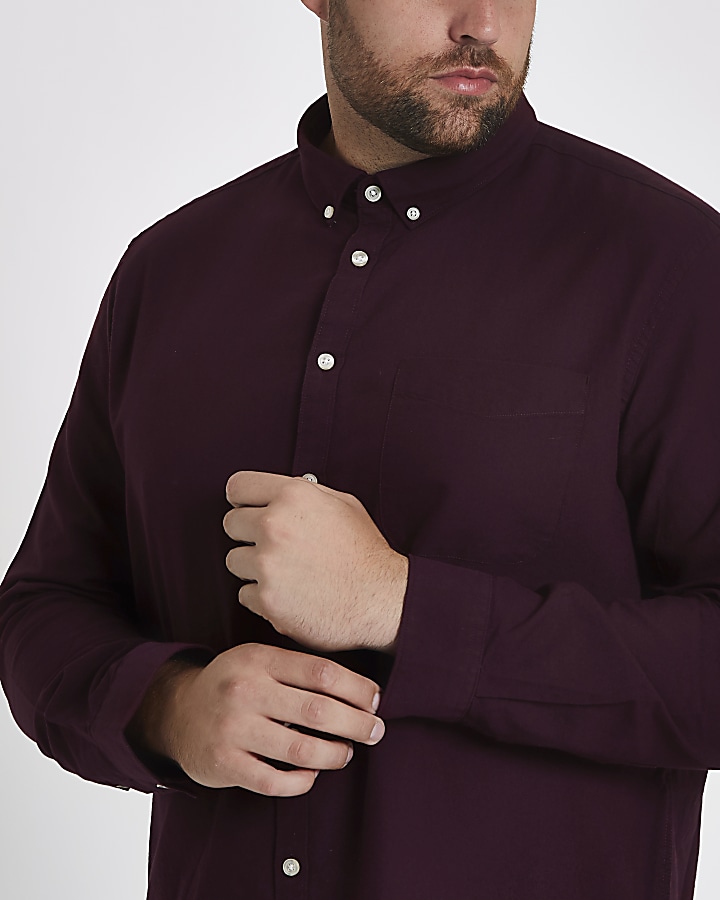 Big and Tall burgundy long sleeve shirt