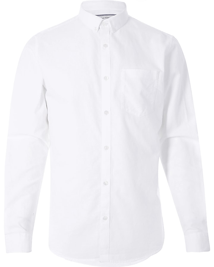 Big and Tall white long sleeve Oxford shirt