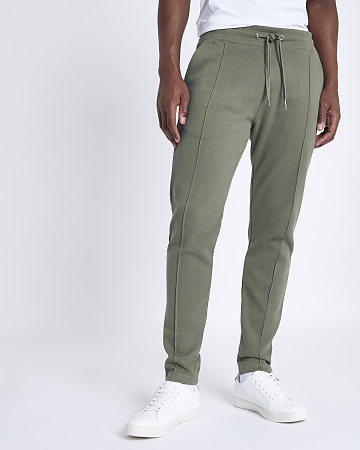 Green muscle fit pique joggers