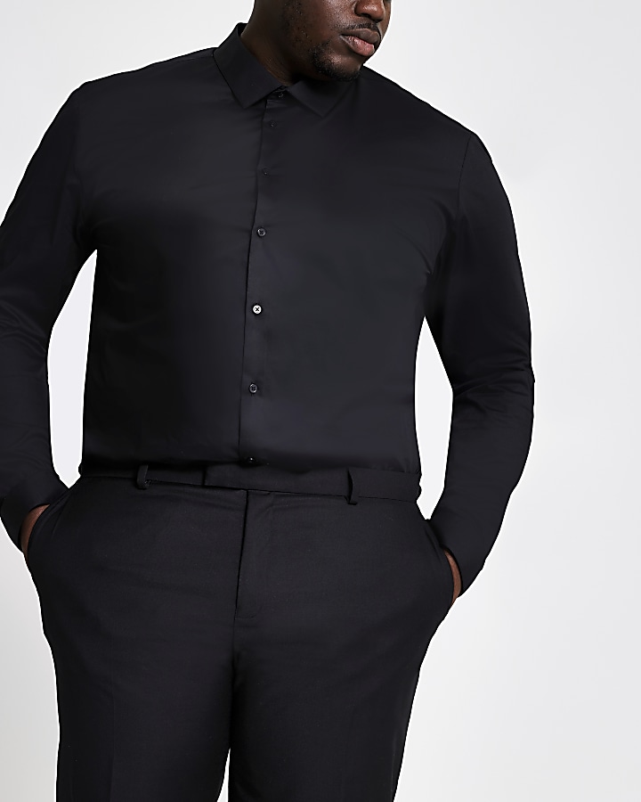 Big and Tall black long sleeve shirt