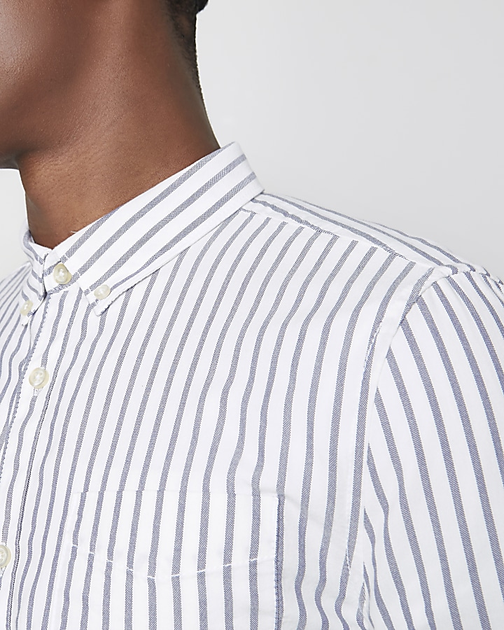Grey stripe slim fit Oxford shirt