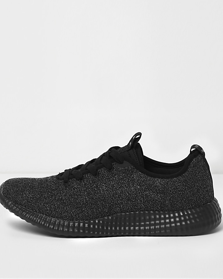 Black knitted sports runner trainers