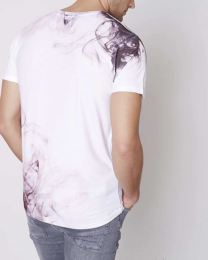 White 'inspire' smoke print T-shirt