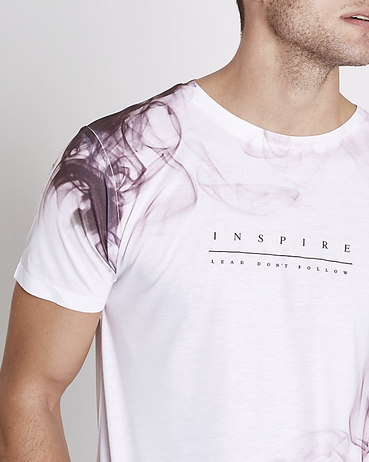 White 'inspire' smoke print T-shirt