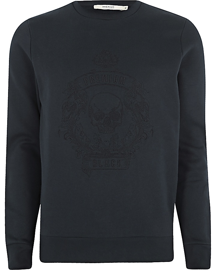 Jack & Jones Premium navy skull sweatshirt