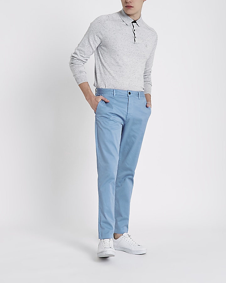 Light blue slim fit chino trousers