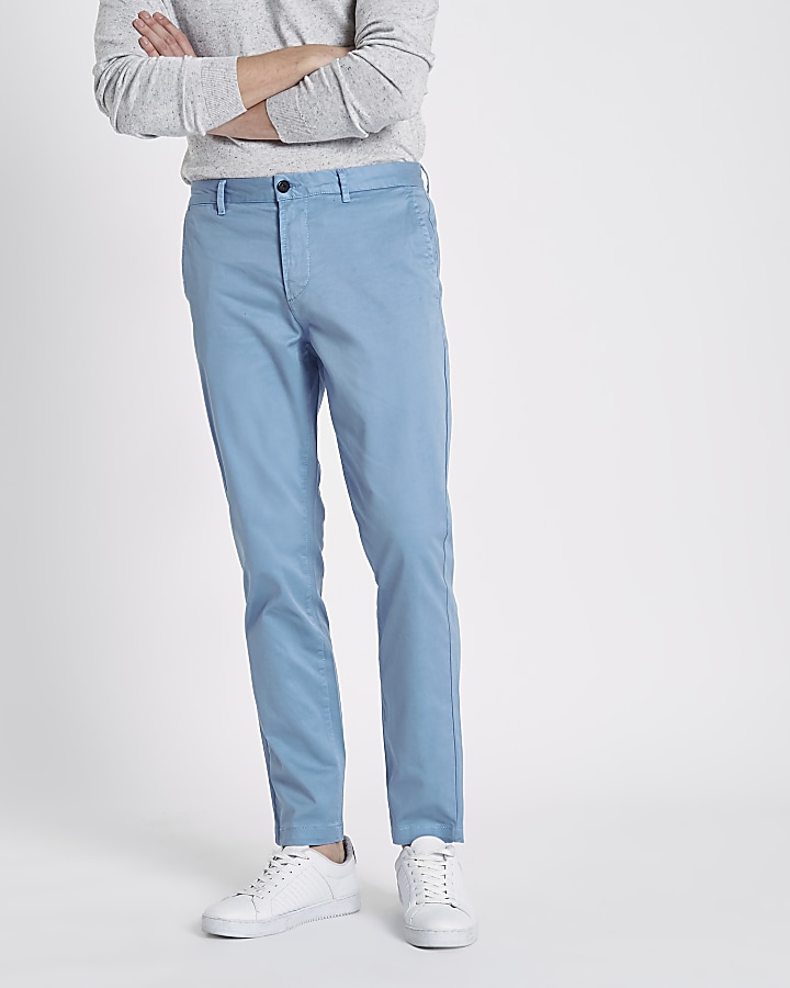 Light blue slim fit chino trousers