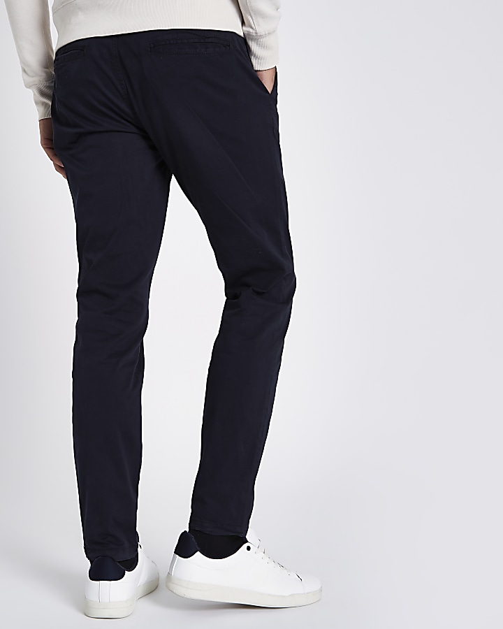 Navy super skinny stretch chino trousers