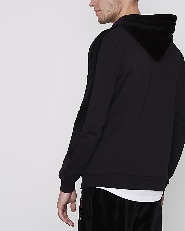 Black 'Golden State' velvet block hoodie