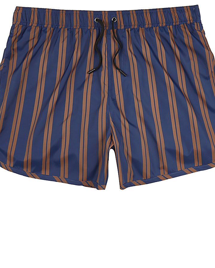 Blue stripe runner style short swim shorts