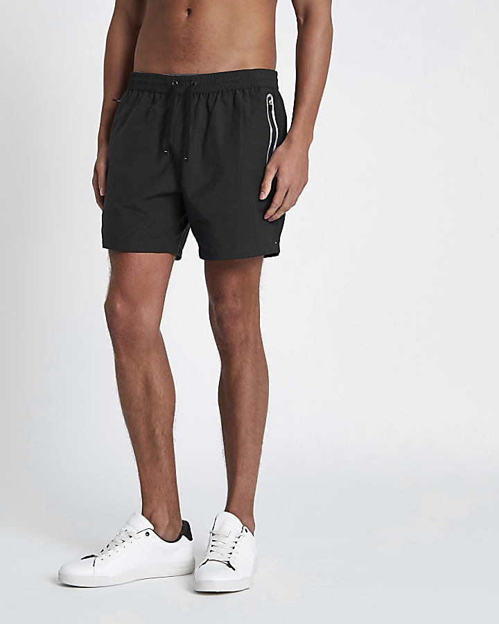 Black zip pocket swim shorts