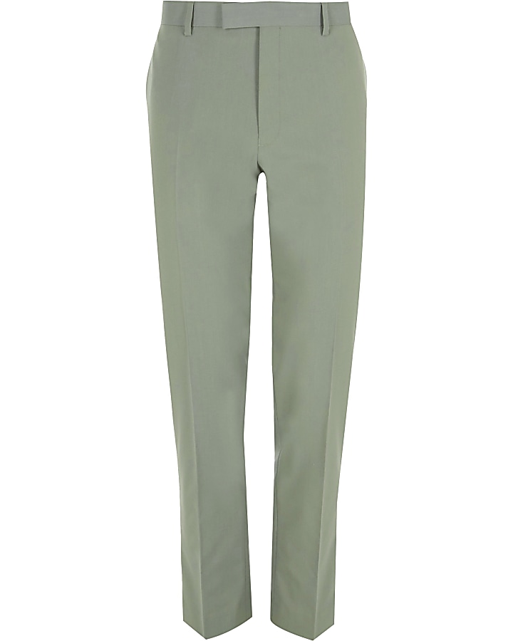 Mint green stretch skinny fit suit trousers