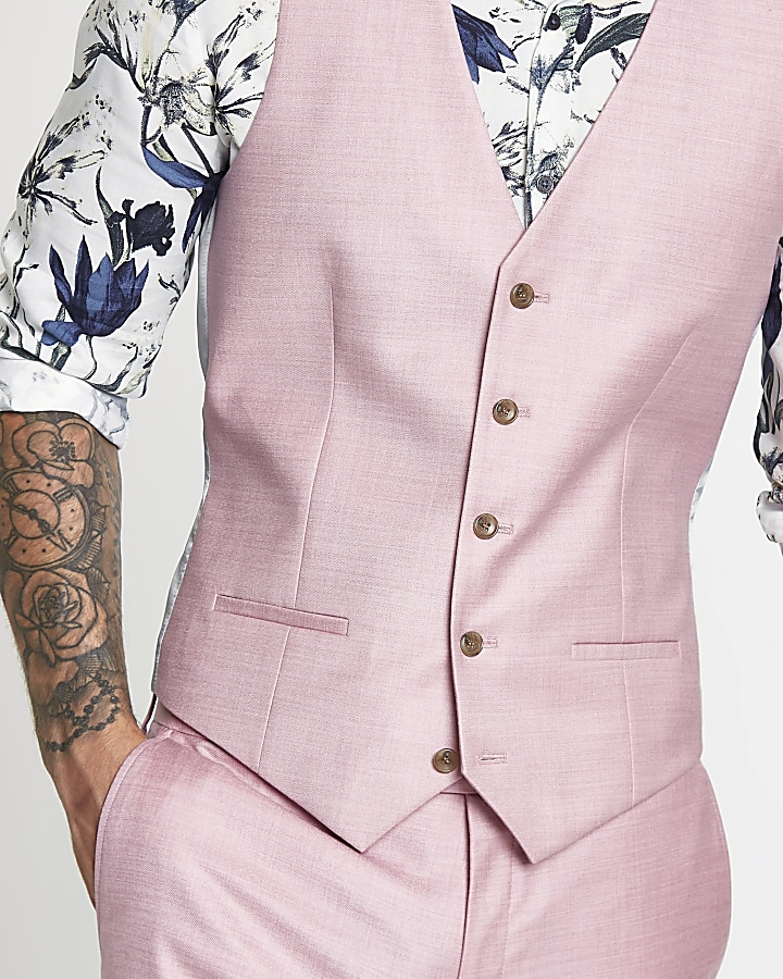 Pink single-breasted waistcoat