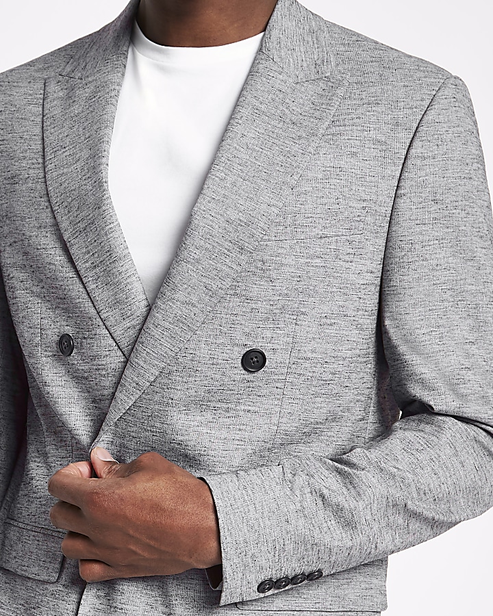 Light grey double breasted suit jacket