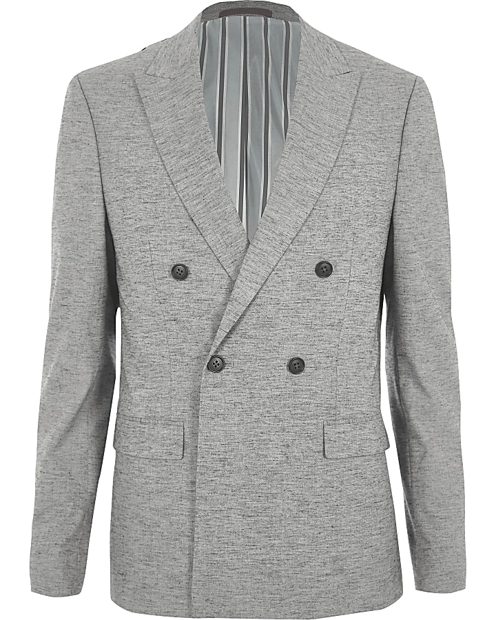 Light grey double breasted suit jacket