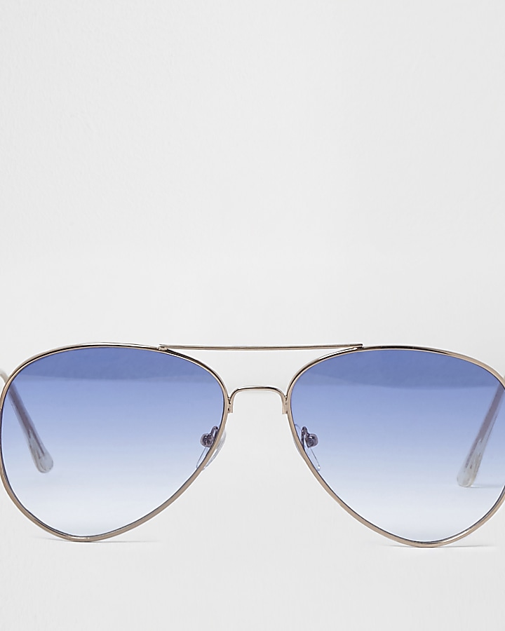 Blue tinted lenses aviator sunglasses