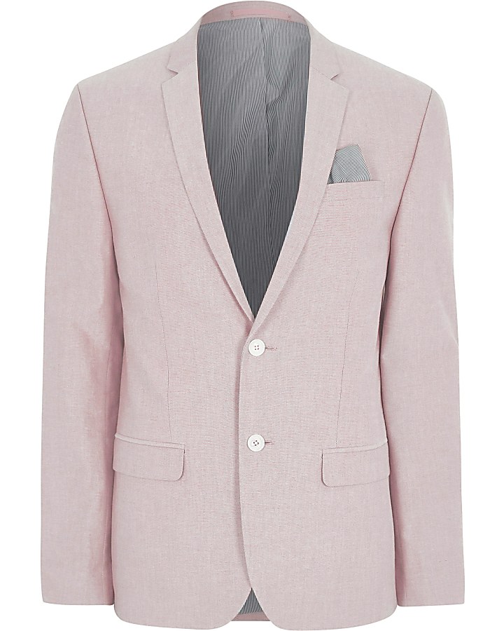 Pink skinny fit Oxford blazer