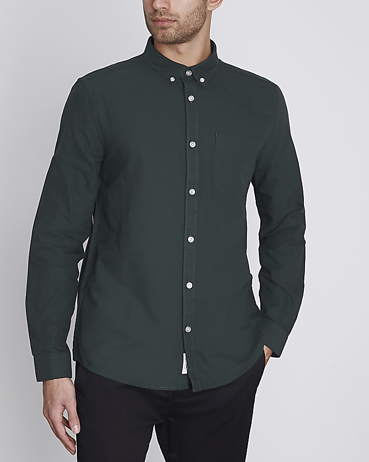 Green long sleeve oxford shirt